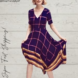 Anthropologie HD in Paris Striped Pane Midi Dress